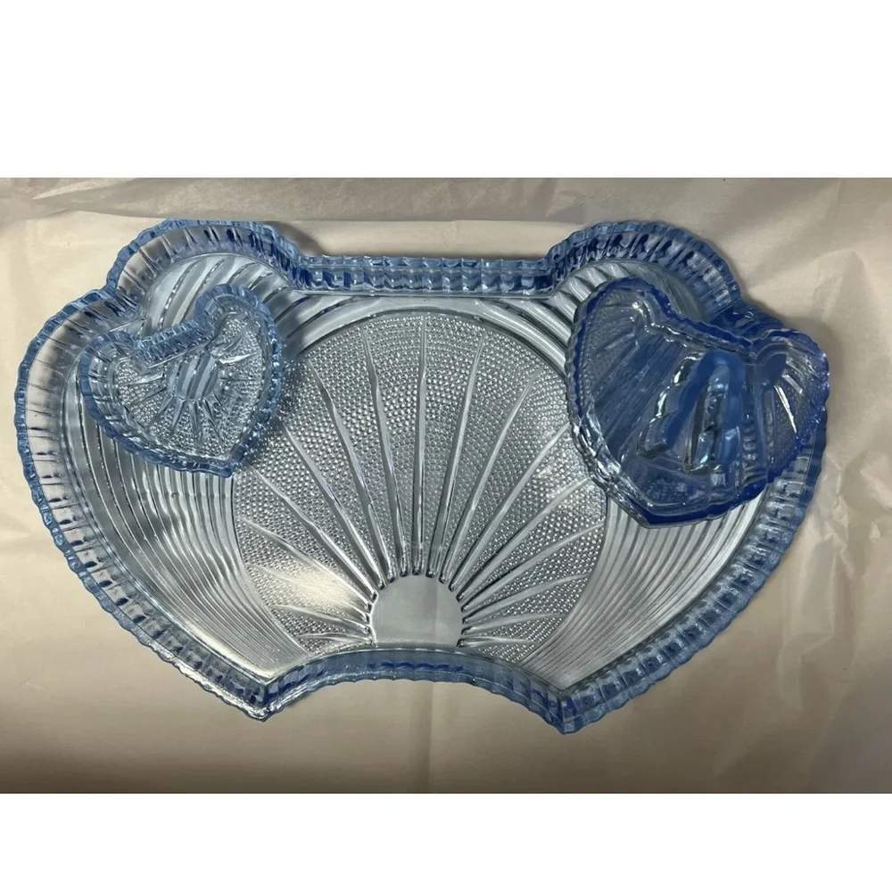 Vintage 1930s CZECH Samuel Reich 3 Piece Blue Art Deco Dresser Set BC